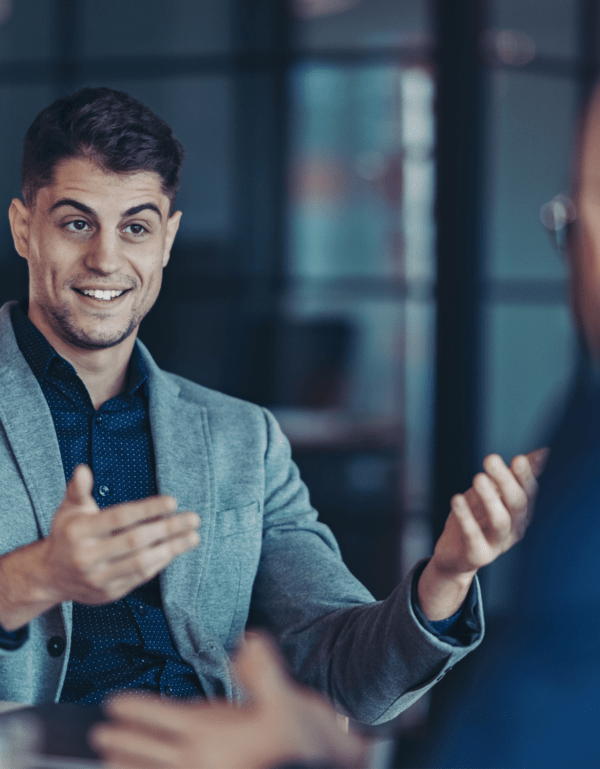 Banker discussing with affluent client